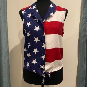 Women’s Patriotic Button Up Sleeveless Top